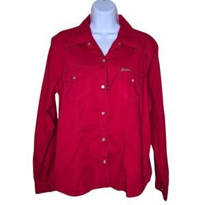 Cowgirl Hardware Pearl Snap Western Shirt Womens Size XL Red Long Sleeve